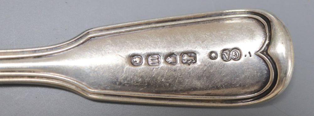 A group of assorted mainly 19th century silver flatware, including a set of six teaspoons by George Adams, London, 1877, 160z.